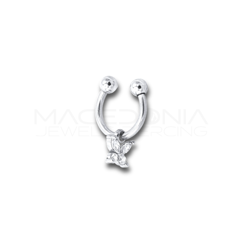 Piercing Farfalla in Acciaio Chirurgico 316L con Zirconi