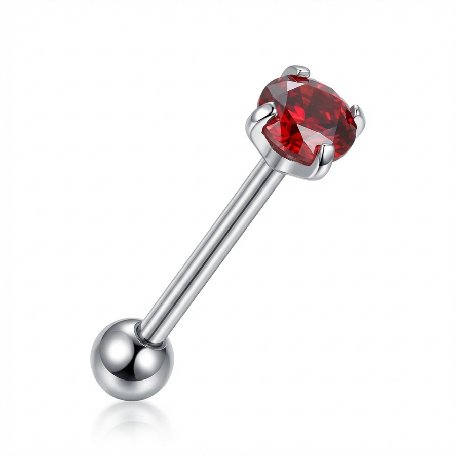 Piercing con zircone rotondo in Titanio F136 - Piercing per lingua