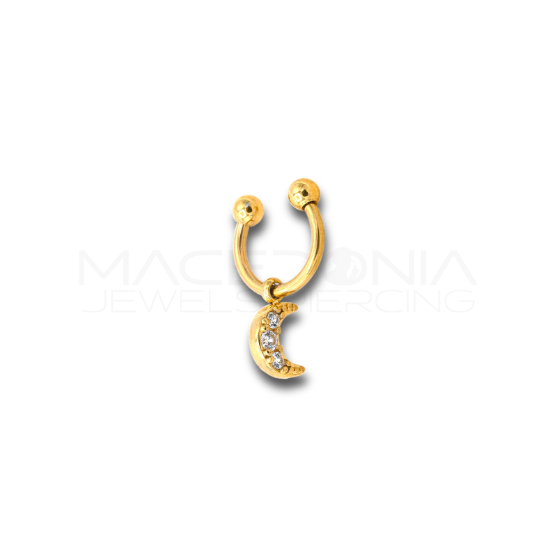 Piercing Luna in Acciaio Chirurgico 316L con Zirconi