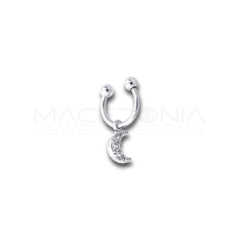 Piercing Luna in Acciaio Chirurgico 316L con Zirconi
