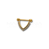 Piercing da Capezzolo in Acciaio Chirurgico 316L con Pendente a Forma di Collana a V e Zirconi