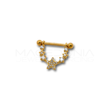 Piercing da Capezzolo in Acciaio Chirurgico 316L con Pendente a Collana, Zirconi e Stelle