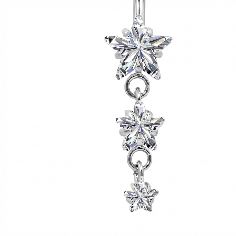 Piercing con stelle di zirconi in Titanio G23- Piercing per ombelico