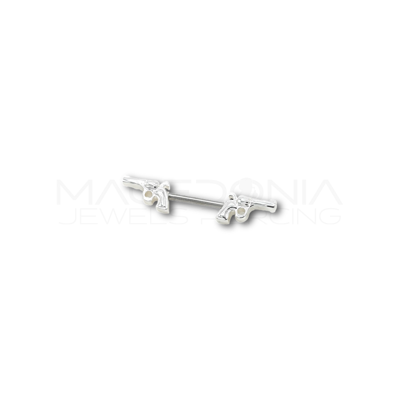 Piercing da Capezzolo in Acciaio Chirurgico 316L con Design Doppia Pistola