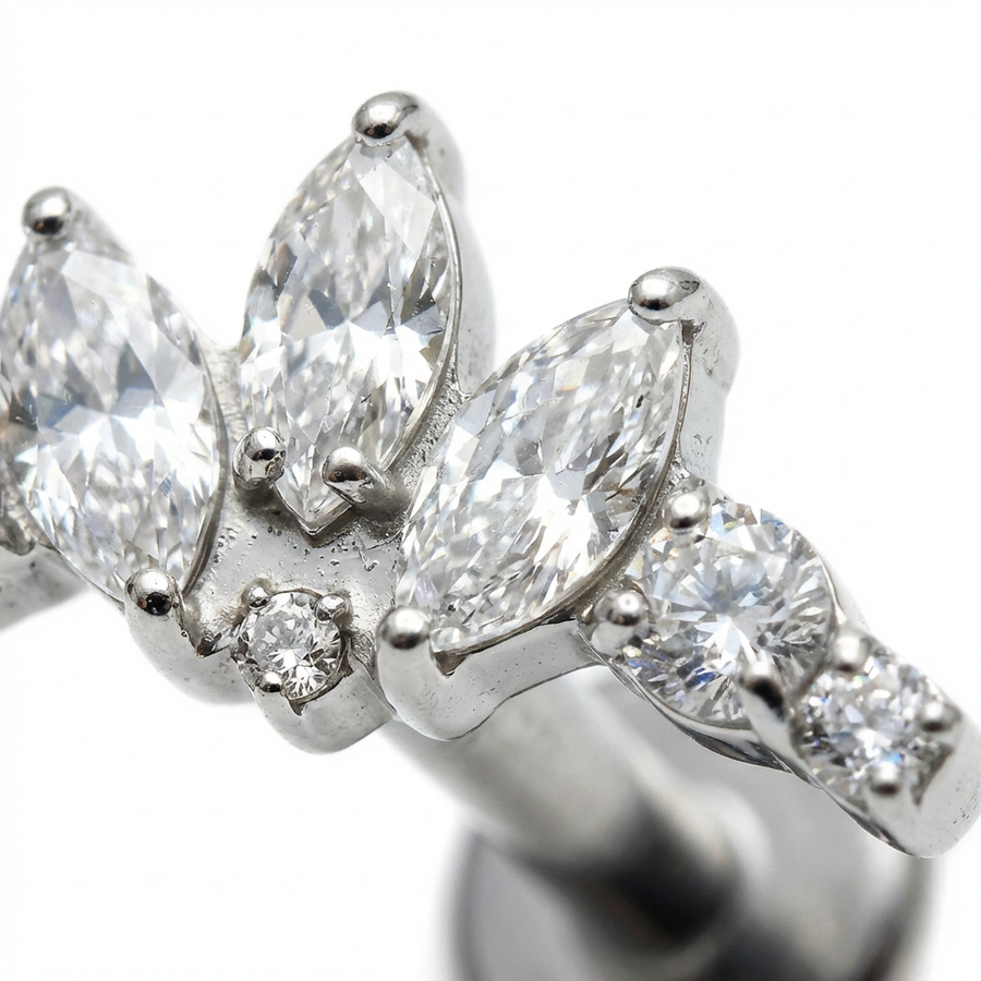 Piercing con zirconi in Titanio G23- Piercing per Lobo, helix, forward helix, conch, flat, tragus