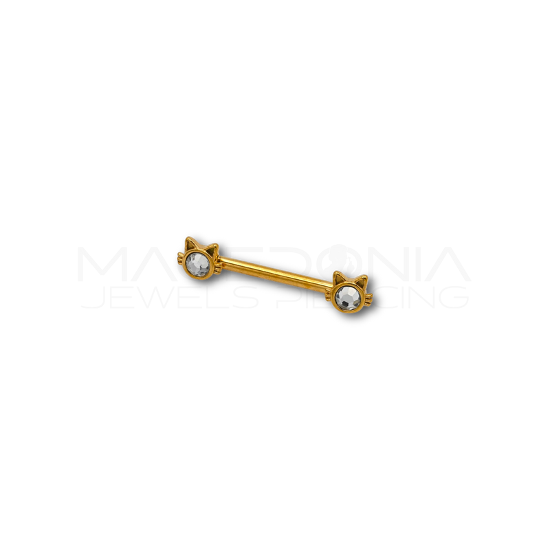 Piercing da Capezzolo in Acciaio Chirurgico 316L con Gatti e Zirconi