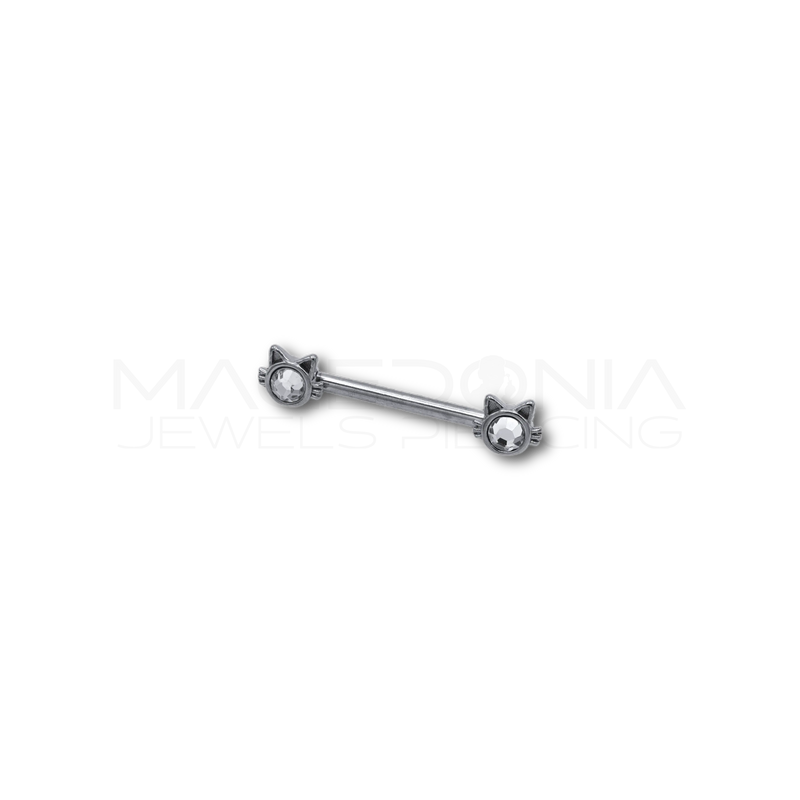 Piercing da Capezzolo in Acciaio Chirurgico 316L con Gatti e Zirconi