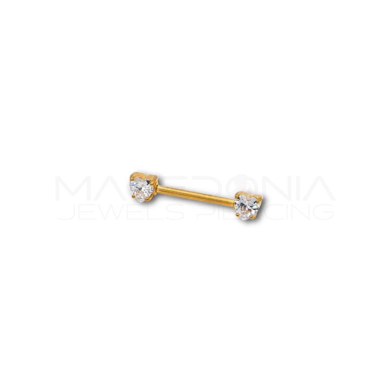 Piercing da Capezzolo in Acciaio Chirurgico 316L con Cuore di Zirconi