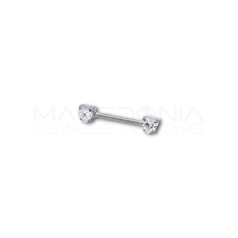 Piercing da Capezzolo in Acciaio Chirurgico 316L con Cuore di Zirconi