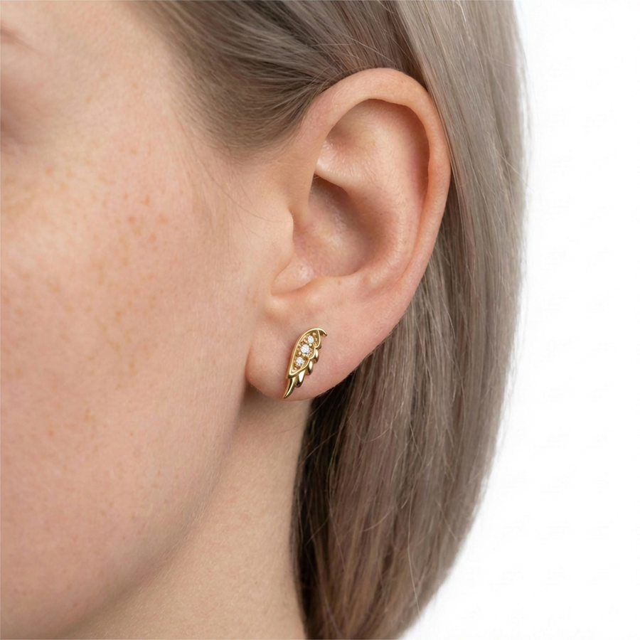Piercing con ala di zirconi in Titanio G23- Piercing per Lobo, helix, forward helix, conch, flat, tragus