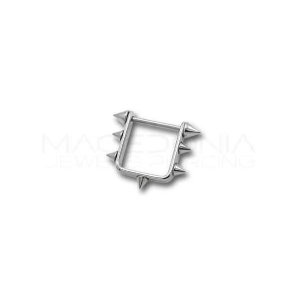 Piercing da Capezzolo in Acciaio Chirurgico 316L con Staffa Quadrata, Punte e Bilancieri Conici
