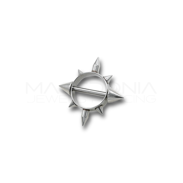 Piercing da Capezzolo in Acciaio Chirurgico 316L con Cerchio a Punte
