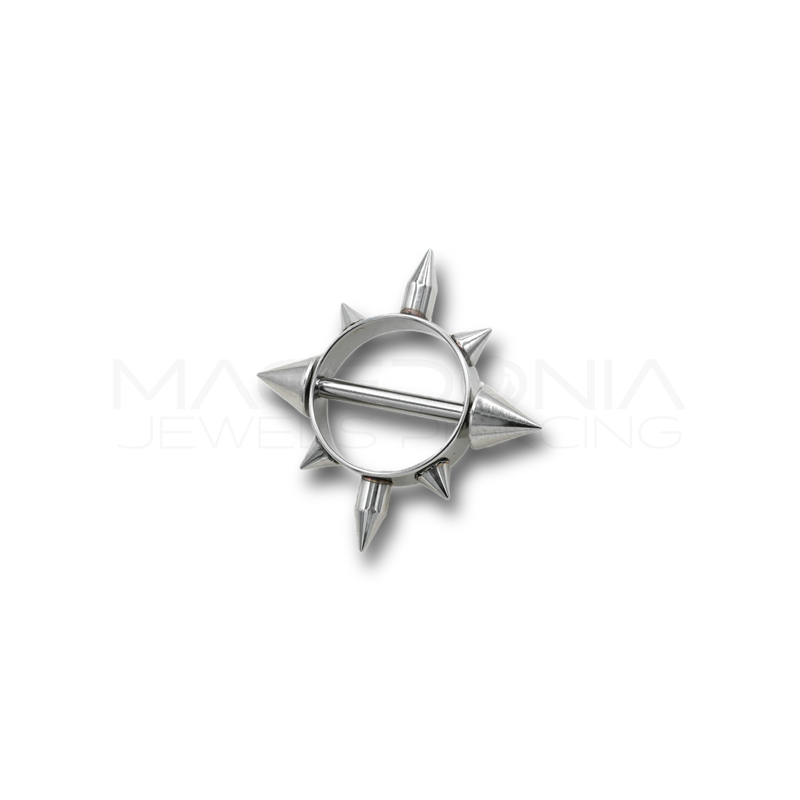 Piercing da Capezzolo in Acciaio Chirurgico 316L con Cerchio a Punte