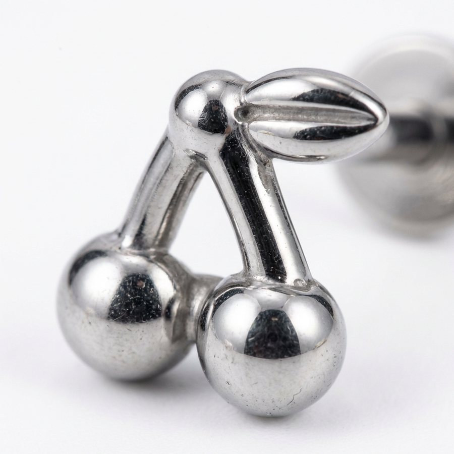 Barretta con ciliegie in Titanio - Piercing per orecchio