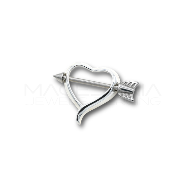 Piercing da Capezzolo in Acciaio Chirurgico 316L con Barrette a Forma di Freccia e Cuore