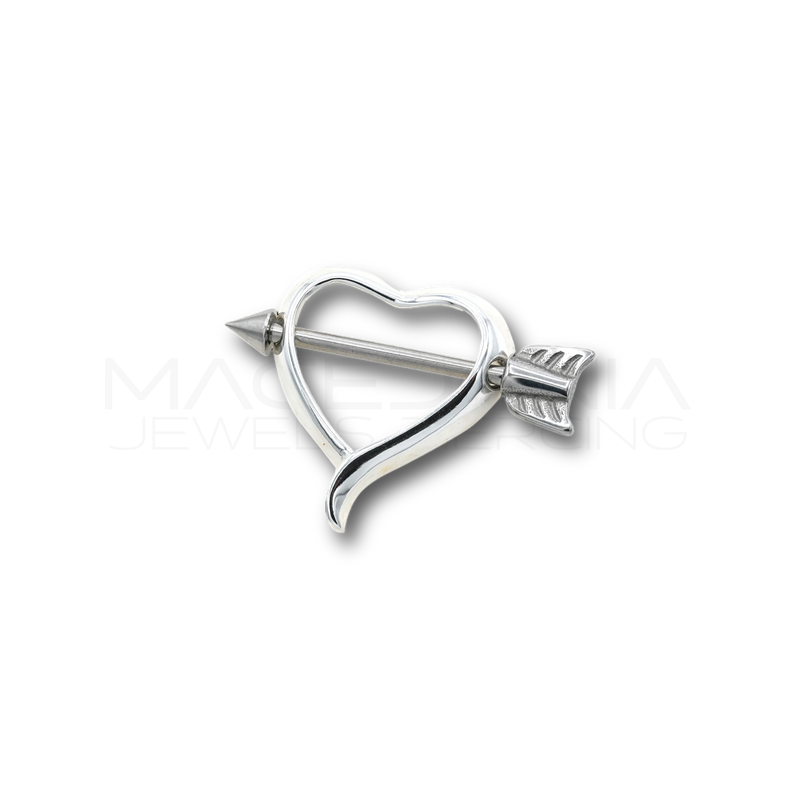 Piercing da Capezzolo in Acciaio Chirurgico 316L con Barrette a Forma di Freccia e Cuore