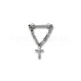 Piercing da Capezzolo in Acciaio Chirurgico 316L con Catenina e Croce