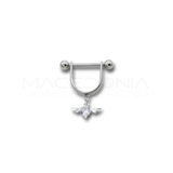 Piercing da Capezzolo in Acciaio Chirurgico 316L con Cuore Alato di Zirconi