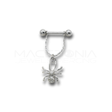 Piercing da Capezzolo in Acciaio Chirurgico 316L con Catenina e Ragno Zirconato