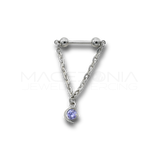 Piercing da Capezzolo in Acciaio Chirurgico 316L con Catenina e Luna Pendente