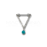 Piercing da Capezzolo in Acciaio Chirurgico 316L con Catenina e Pallina Glitterata