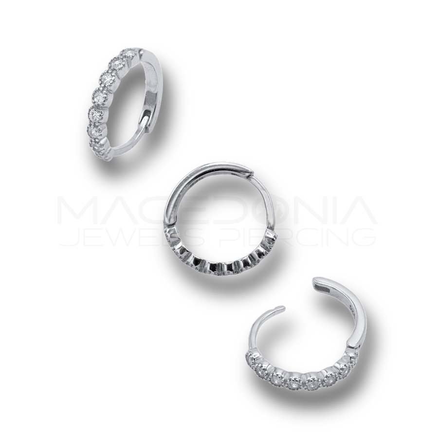 Piercing Singolo a Cerchio con Corona di Zirconi in Acciaio Chirurgico 316L