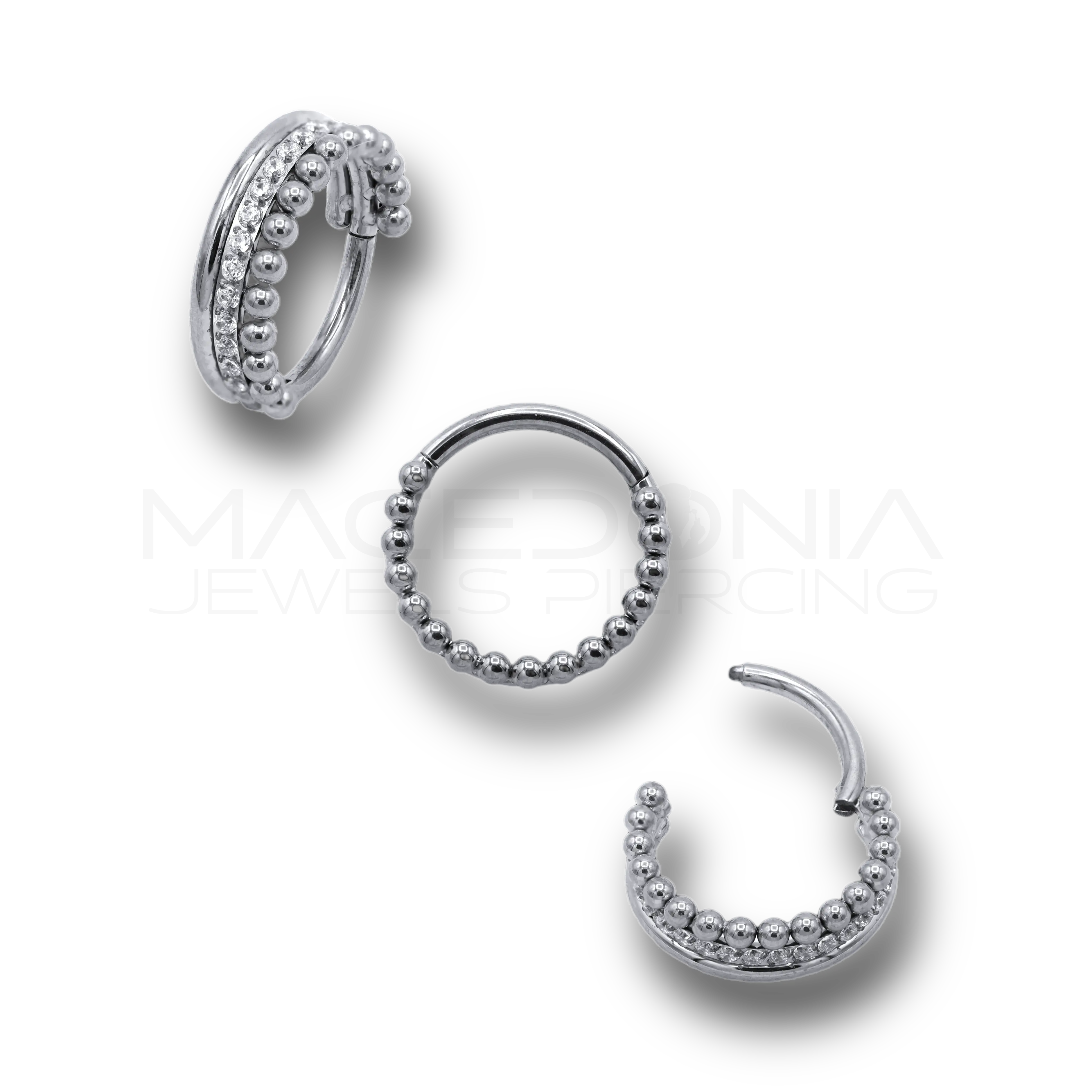 CERCHIO CON DOPPIA FASCIA DI ZIRCONI IN TITANIO