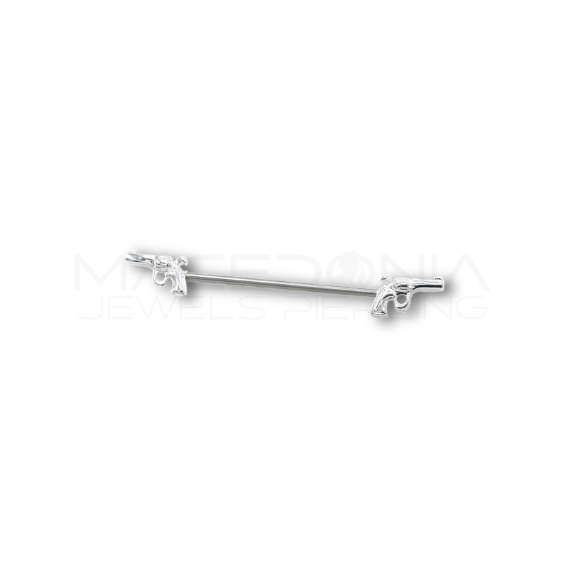 Barbell Industrial in Acciaio Chirurgico 316L con Doppie Pistole Decorative