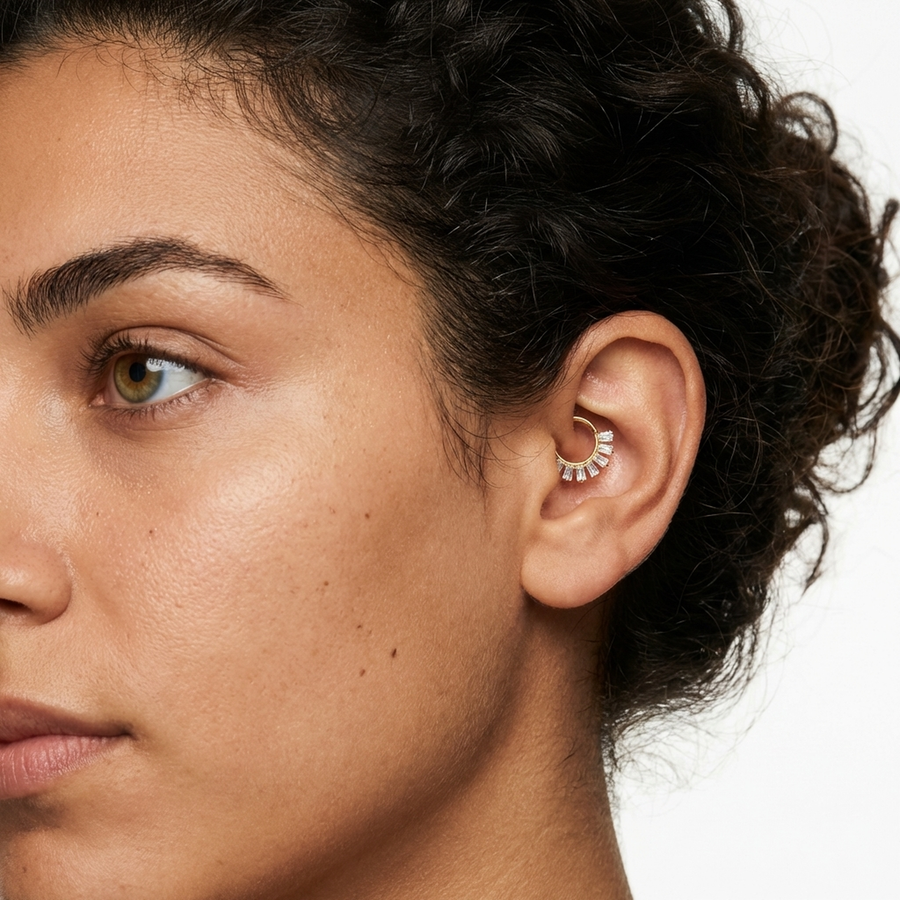 Piercing con zirconi in Titanio G23 - Piercing per Lobo, helix, daith, septum