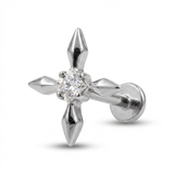 Piercing con punte a stella e zircone in Titanio G23- Piercing per Lobo, helix, forward helix, conch, flat, tragus