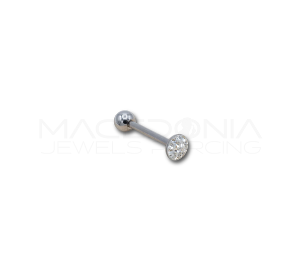 Barbell in Acciaio Chirurgico 316L con Palline e Base Piatta Glitterata