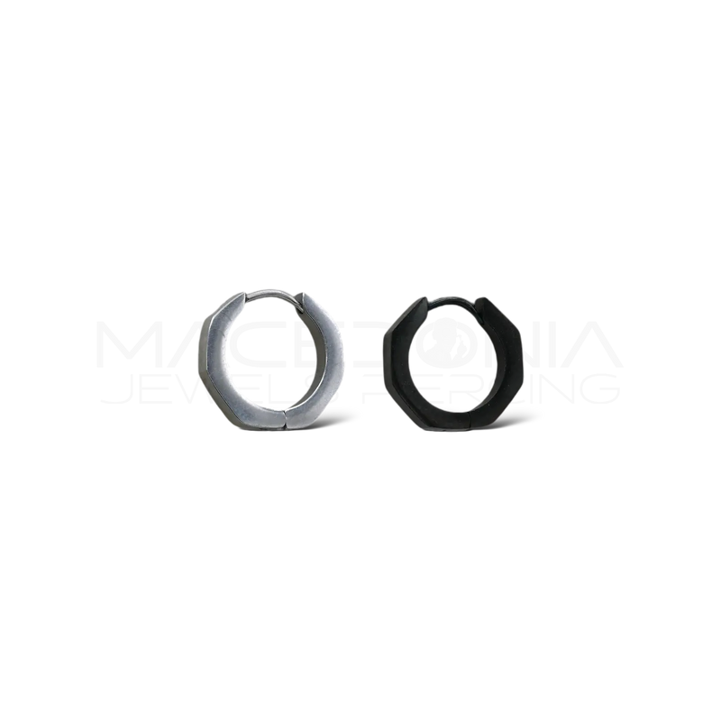 Piercing a cerchio ottagonale con chiusura clicker in acciaio chirurgico 316L