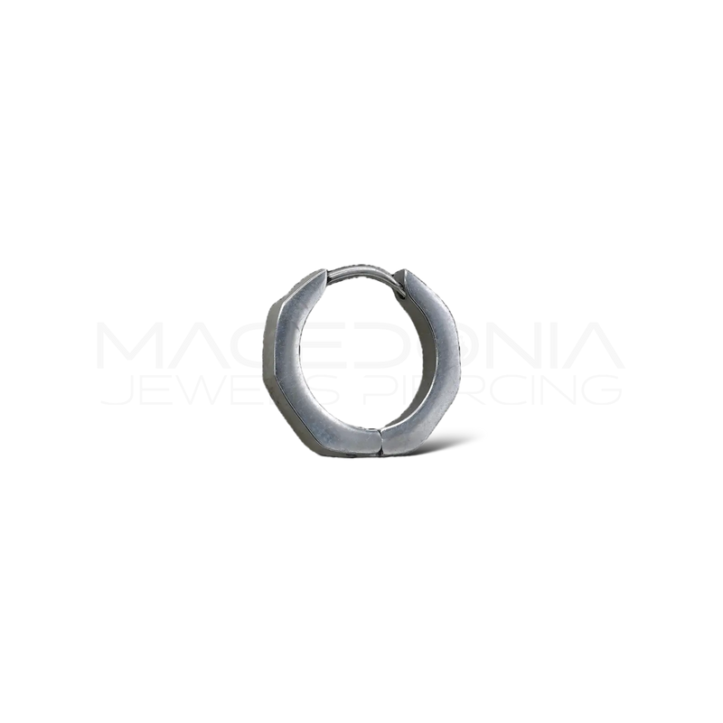 Piercing a cerchio ottagonale con chiusura clicker in acciaio chirurgico 316L