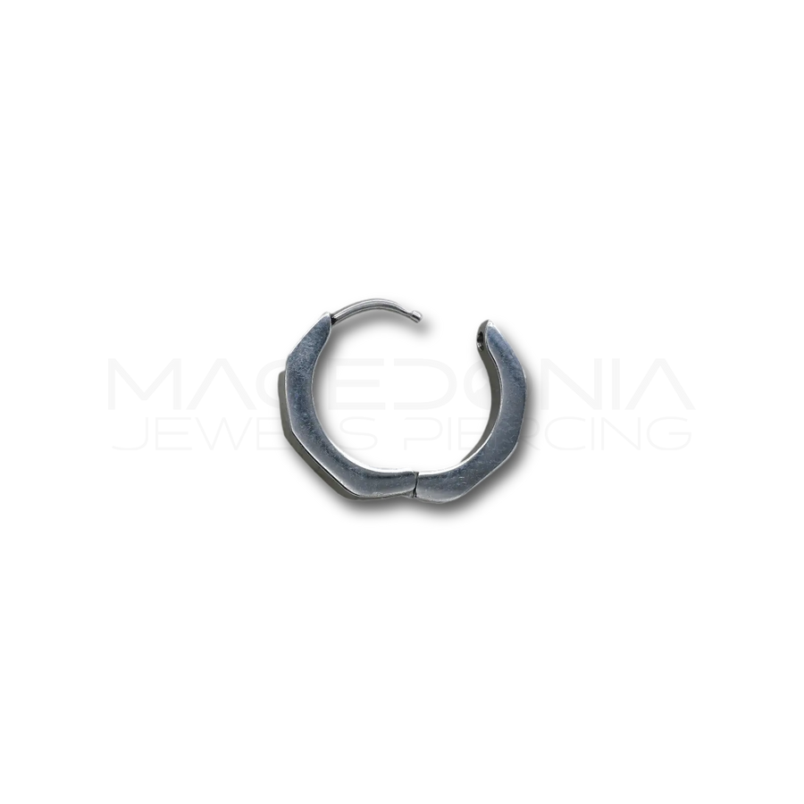 Piercing a cerchio ottagonale con chiusura clicker in acciaio chirurgico 316L