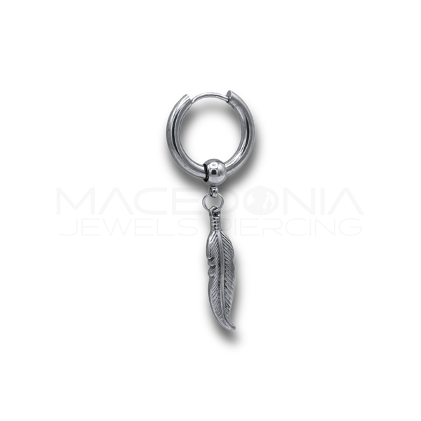 Orecchino Piuma in Acciaio Chirurgico 316L