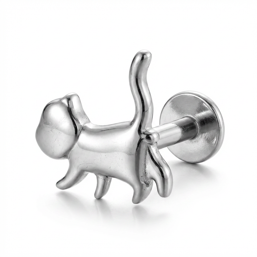 Barretta con gattino in Titanio - Piercing per orecchio