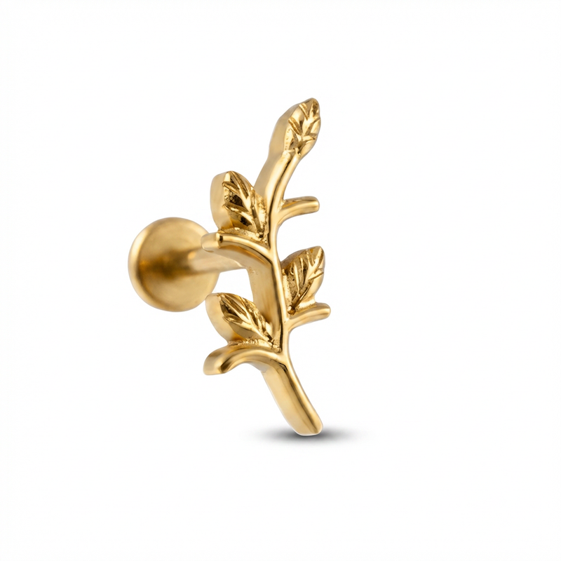 Piercing con ramoscello in Titanio G23- Piercing per Lobo, helix, forward helix, conch, flat, tragus