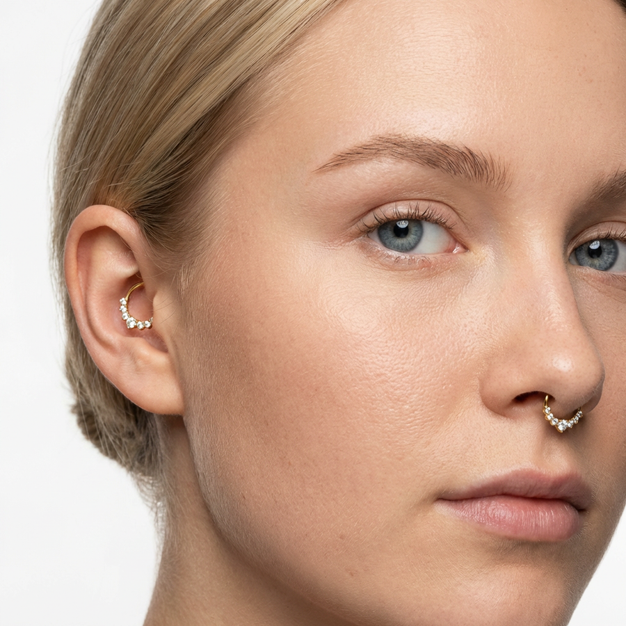 Piercing con zirconi in Titanio G23 - Piercing per lobo, helix, daith, septum