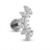 Piercing con sei petali zirconati in Titanio G23 - Piercing per lobo, helix, forward helix, conch, flat, tragus
