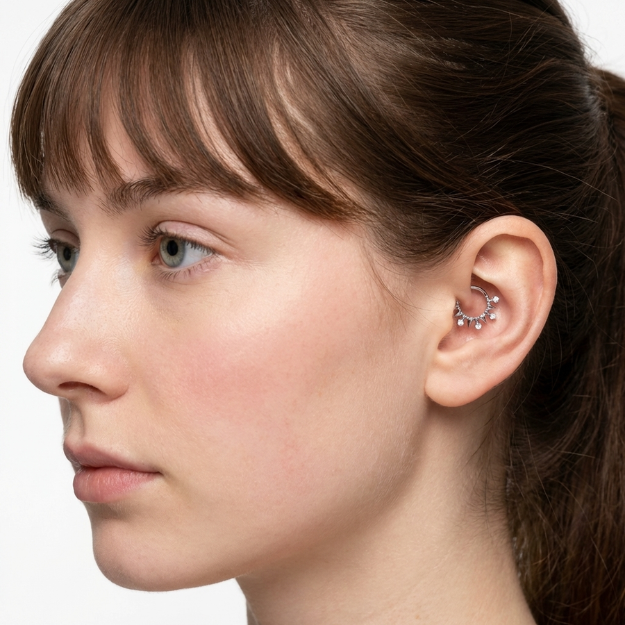 Piercing con zirconi in Titanio G23 - Piercing per Lobo, helix, daith, septum