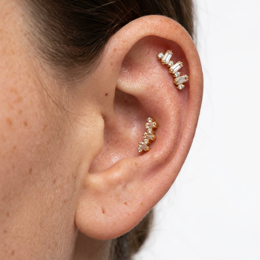 Piercing con zirconi in Titanio G23- Piercing per Lobo, helix, forward helix, conch, flat, tragus