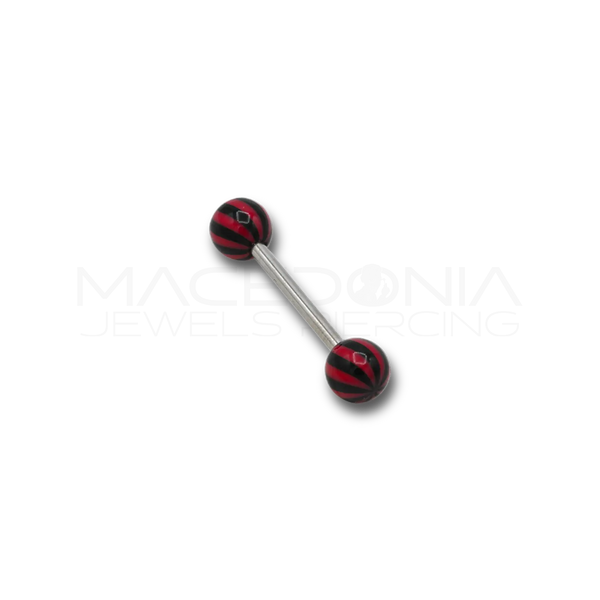 Barbell in Acciaio Chirurgico 316L con Pallina Rossa e Nera