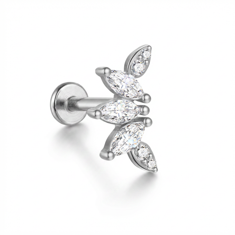Piercing con zirconi in Titanio G23- Piercing per Lobo, helix, forward helix, conch, flat, tragus