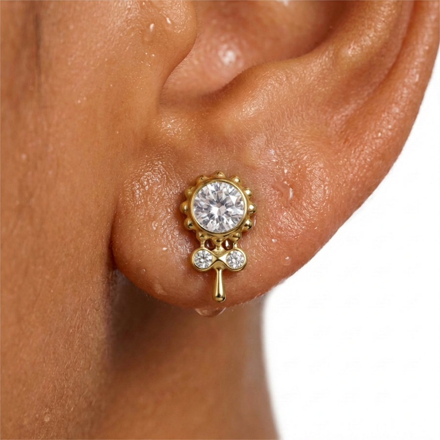 Barretta con fiore in Titanio - Piercing per orecchio