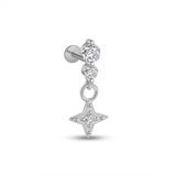 Piercing con zirconi pendenti in Titanio G23- Piercing per Lobo, helix, forward helix, conch, flat, tragus