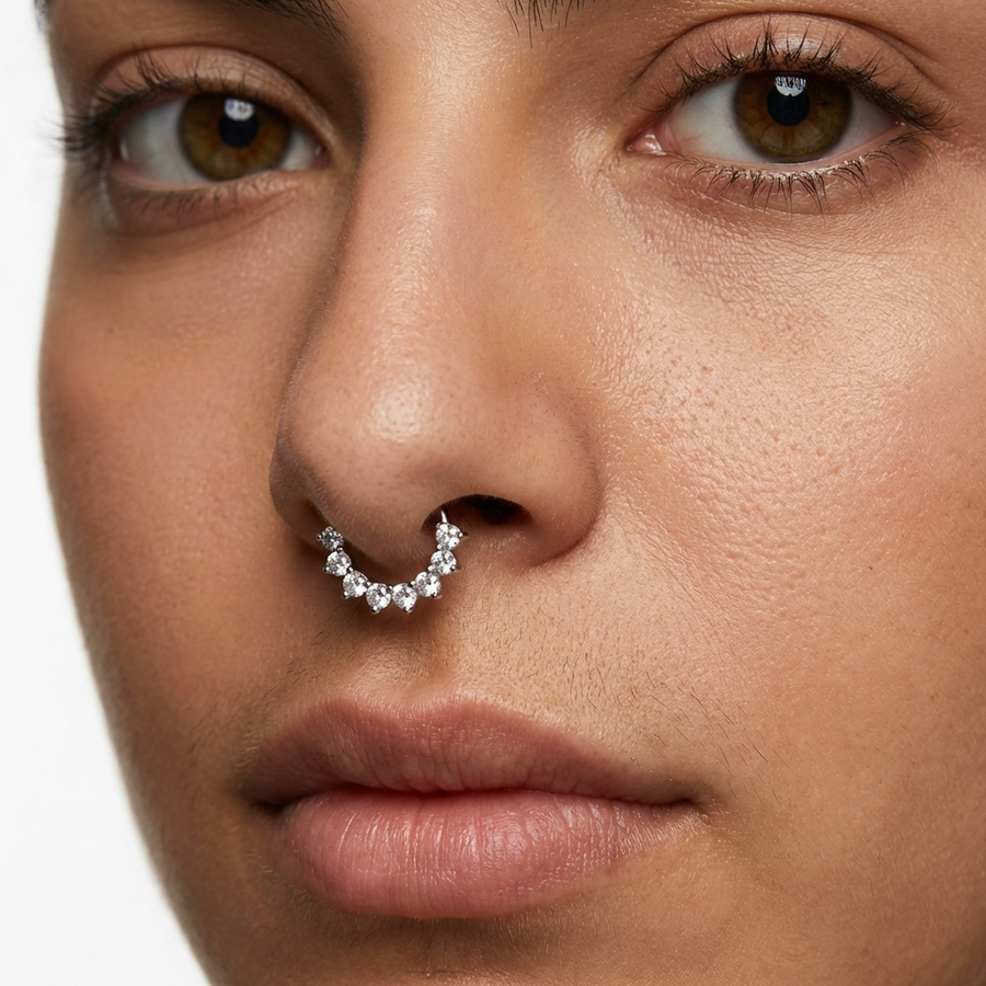 Piercing con zirconi in Titanio G23 - Piercing per Lobo, helix, daith, septum