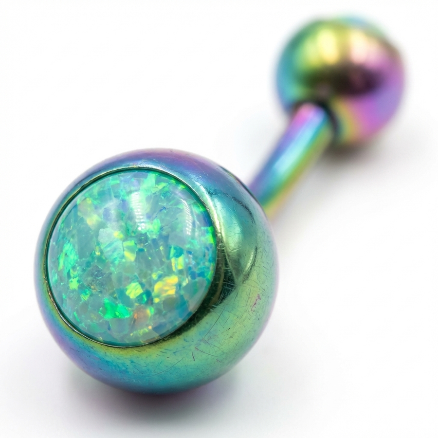 Piercing con nero con pietra multicolor in Titanio G23 - Piercing per ombelico