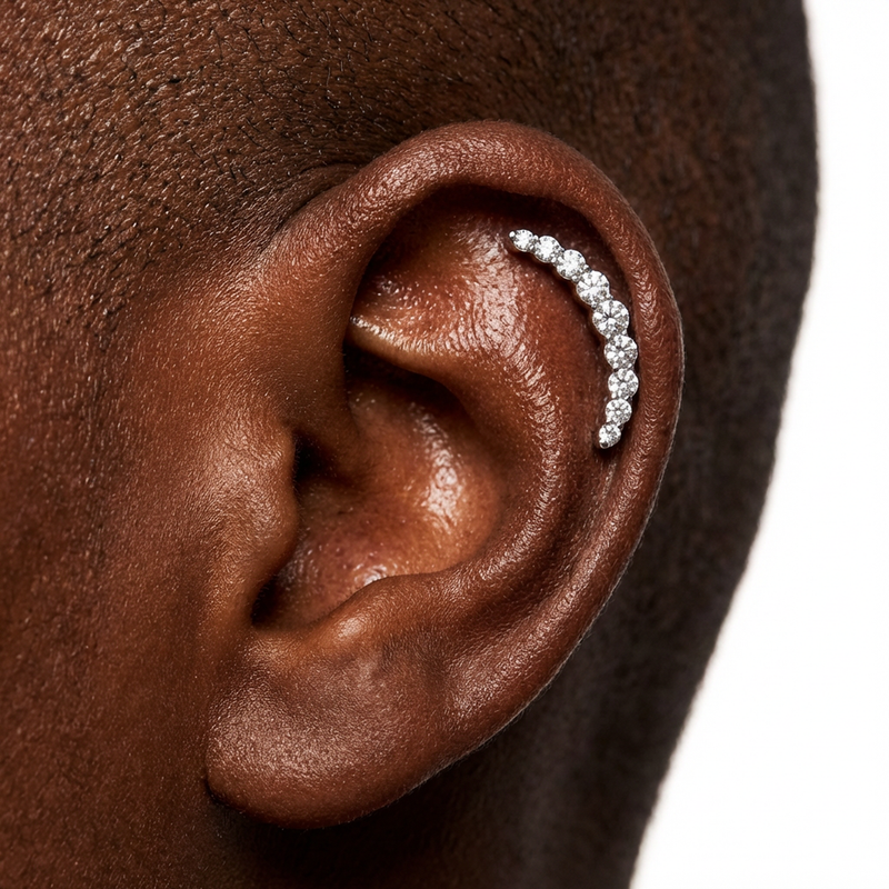 Piercing con zirconi in Titanio G23- Piercing per Lobo, helix, forward helix, conch, flat