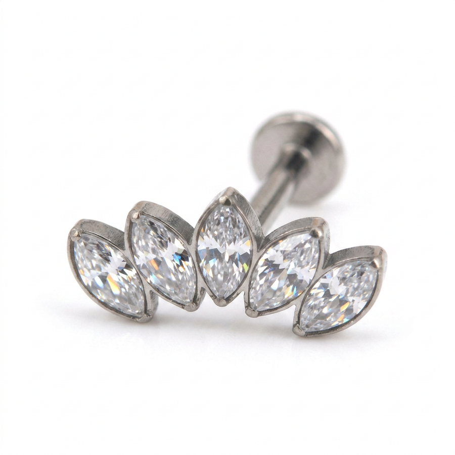 Piercing con petali di zirconi in Titanio G23 - Piercing per lobo, helix, forward helix, conch, flat, tragus