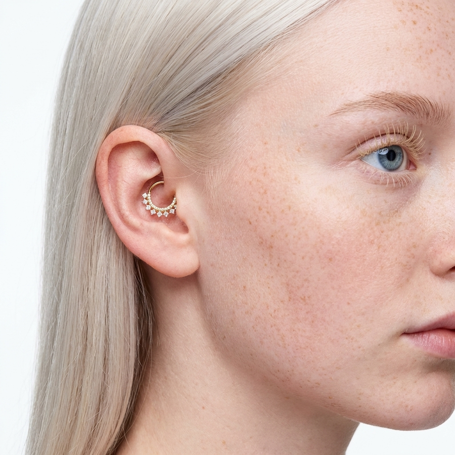 Piercing con zirconi in Titanio G23- Piercing per Lobo, helix, daith, septum